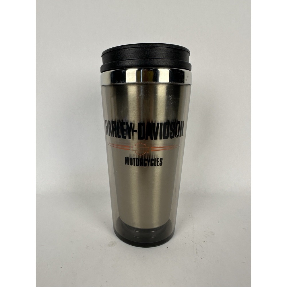 Harley Davidson Stainless Steel Travel Coffee Mug Tumbler 1 Sided W/ Lid